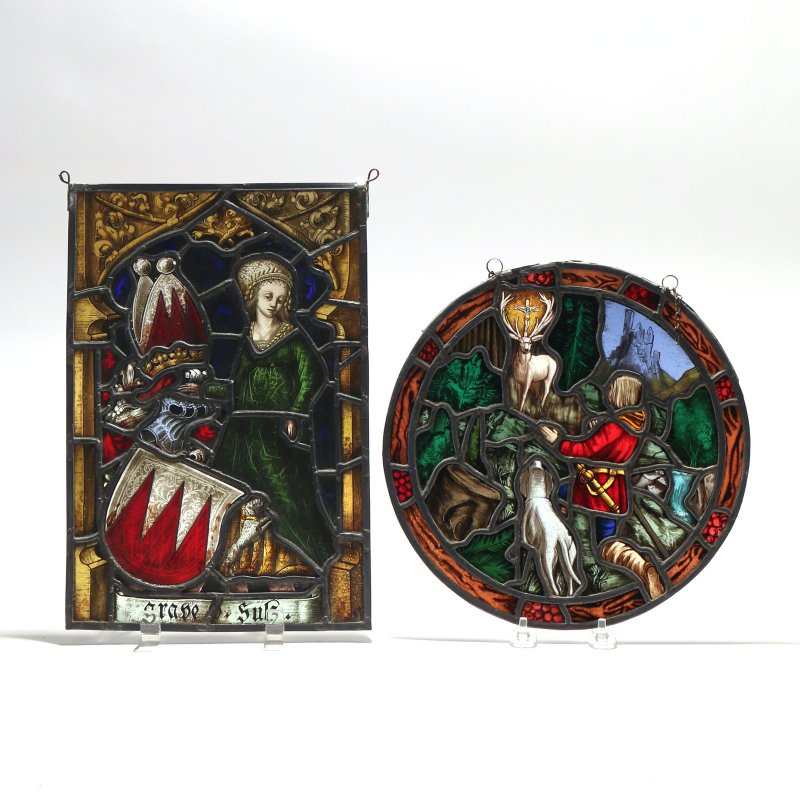 (2pc) ECCLESIASTICAL STAINED GLASS PANELS (1 of 9)