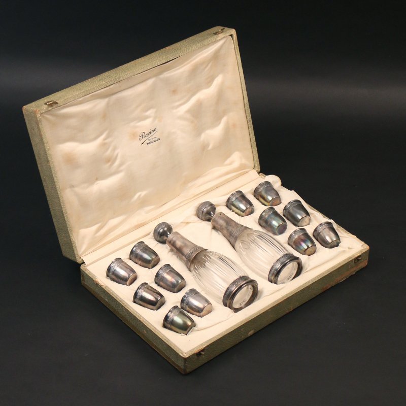 BOXED FRENCH SILVER DECANTER SET (1 of 5)
