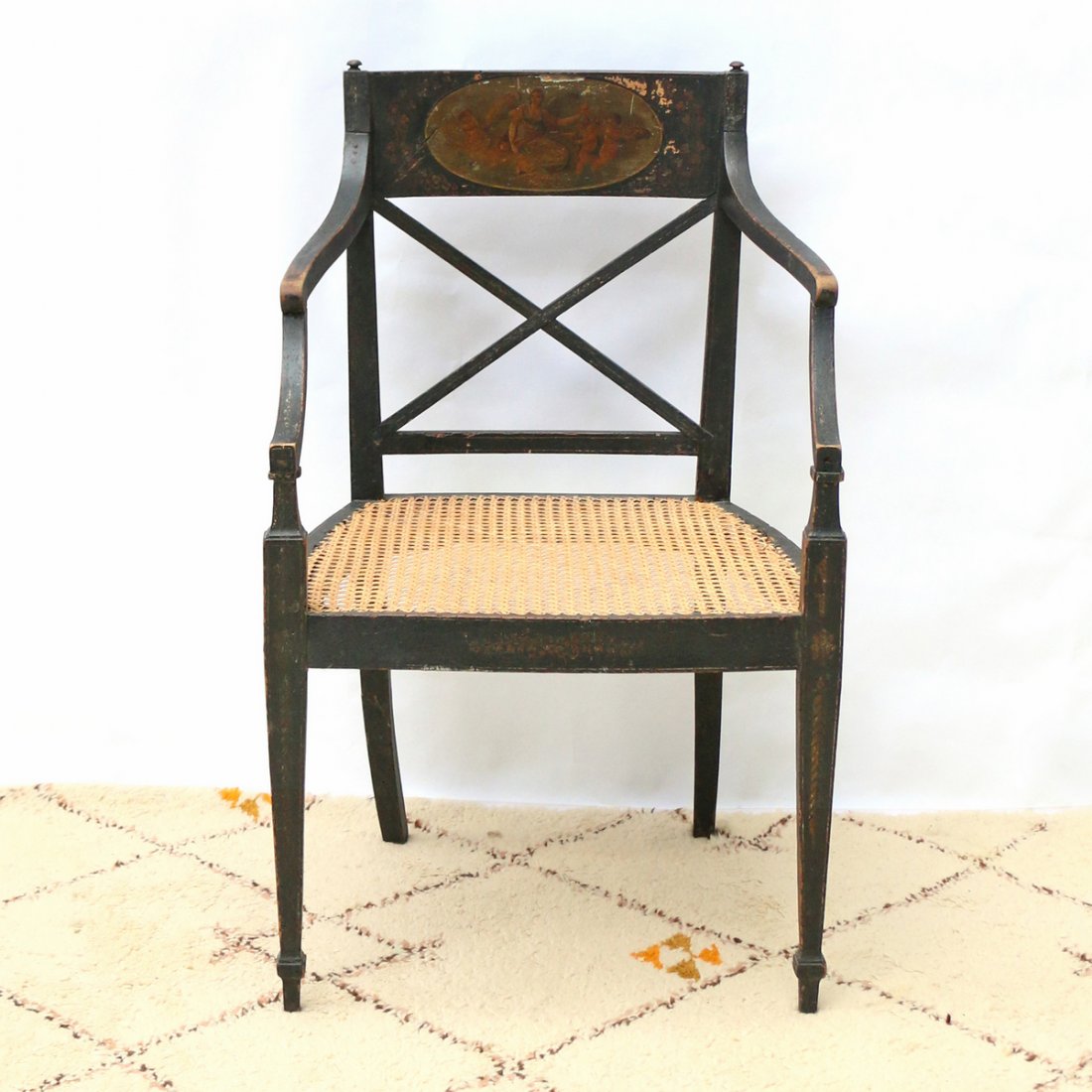 REGENCY PAINTED OPEN ARMCHAIR (1 of 8)