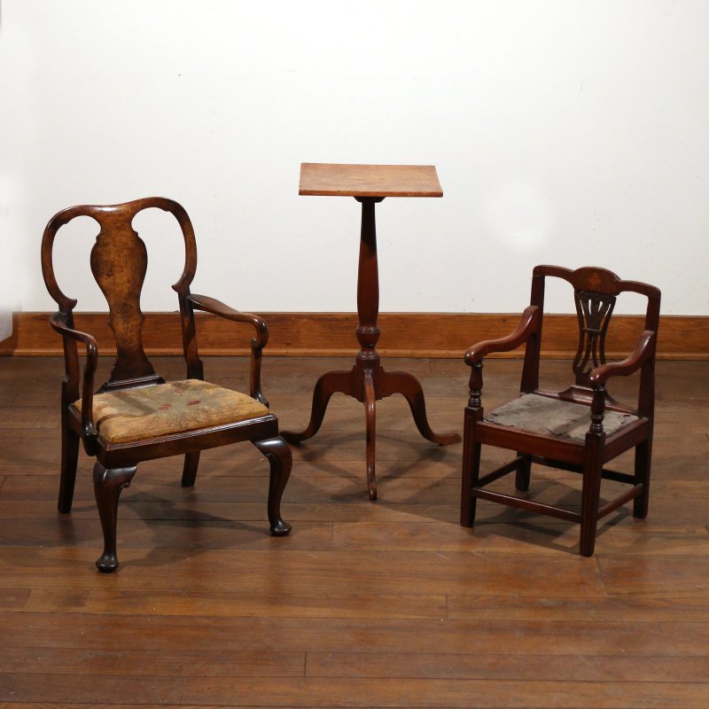 (3pc) TWO CHILD'S CHAIRS & CANDLESTAND (1 of 4)