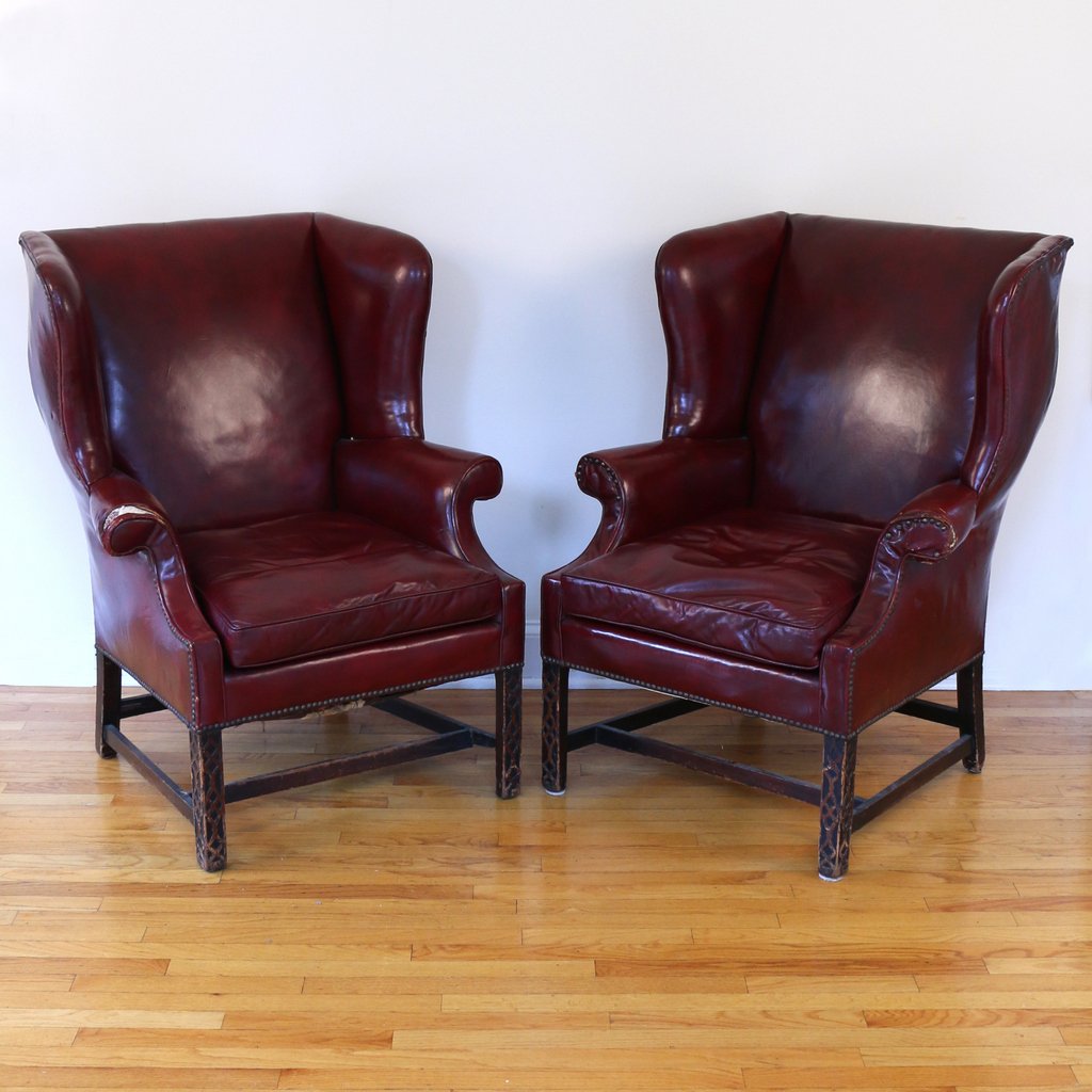 PAIR CHIPPENDALE STYLE WING CHAIRS (1 of 5)