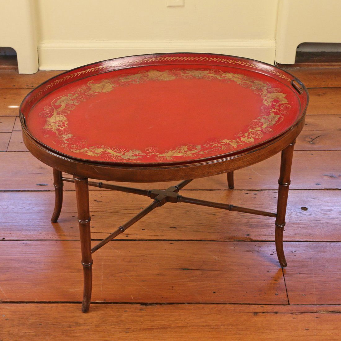 19th C. TOLE-PEINTE TRAY TABLE (1 of 1)