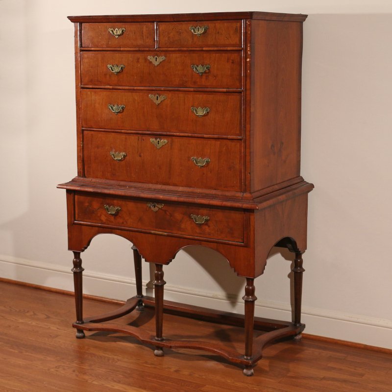 WILLIAM & MARY INLAID WALNUT HIGH CHEST (1 of 8)
