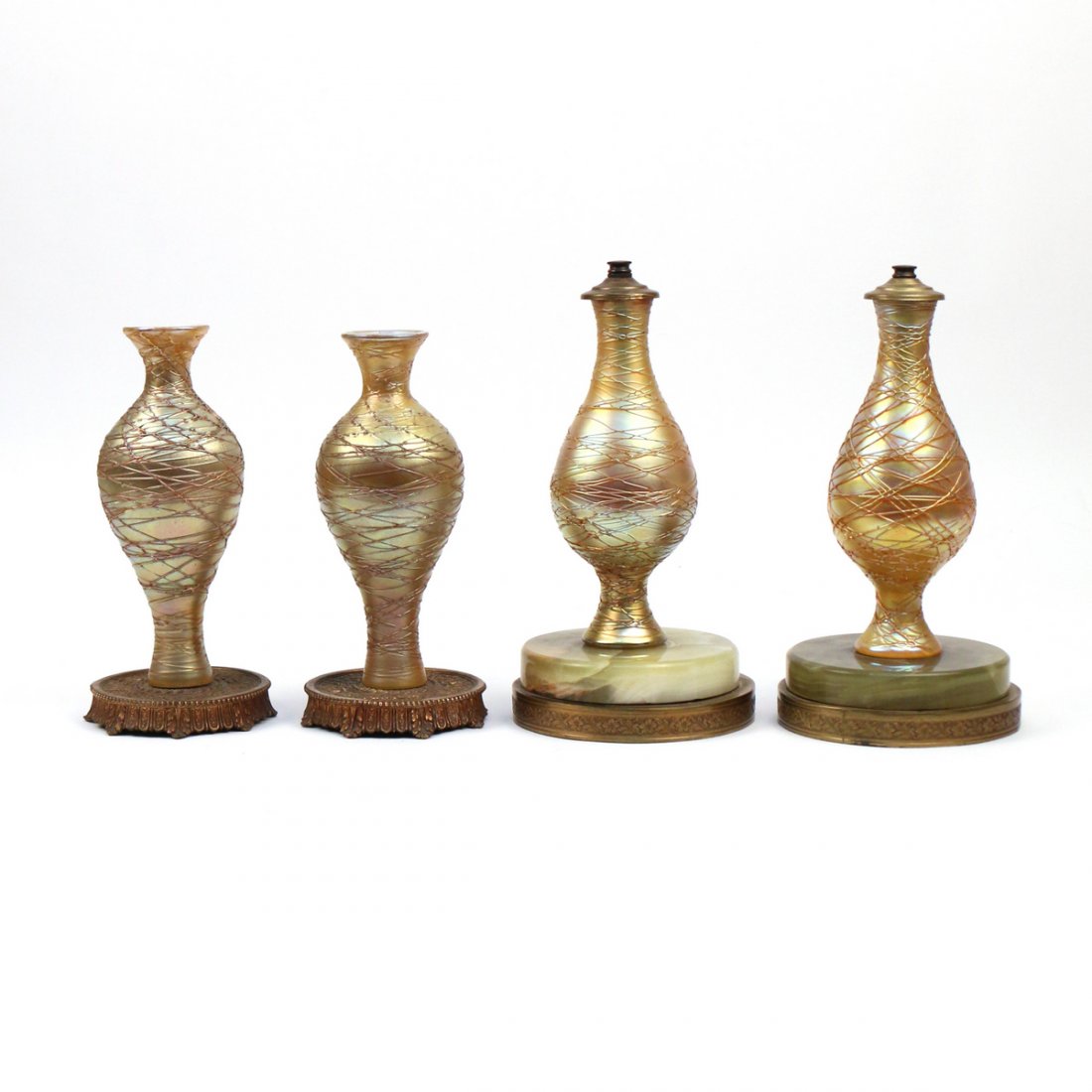 (4pc) IRIDESCENT ART GLASS LIGHT FIXTURES (1 of 4)