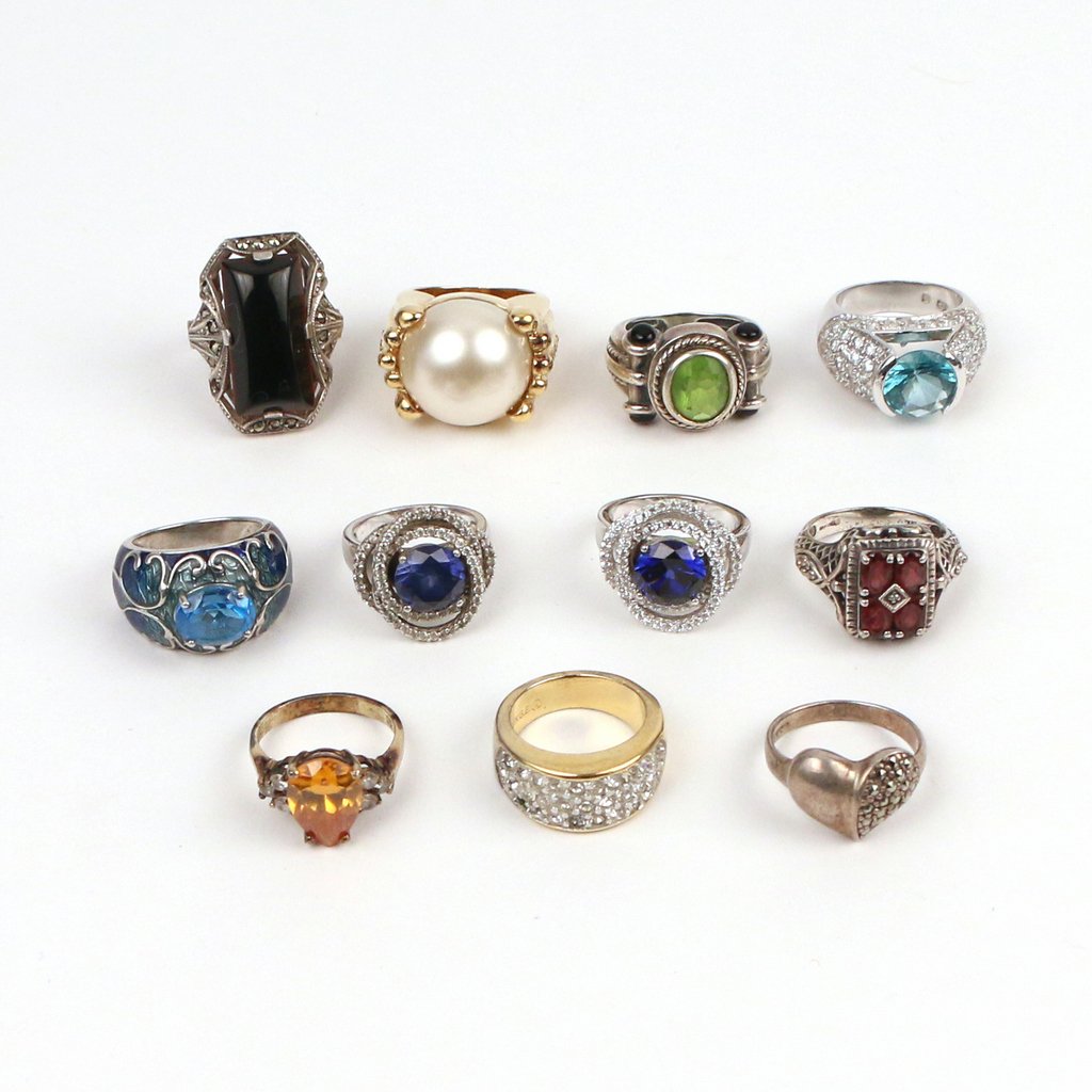 (11pc) SILVER & GEMSTONE RINGS (1 of 3)