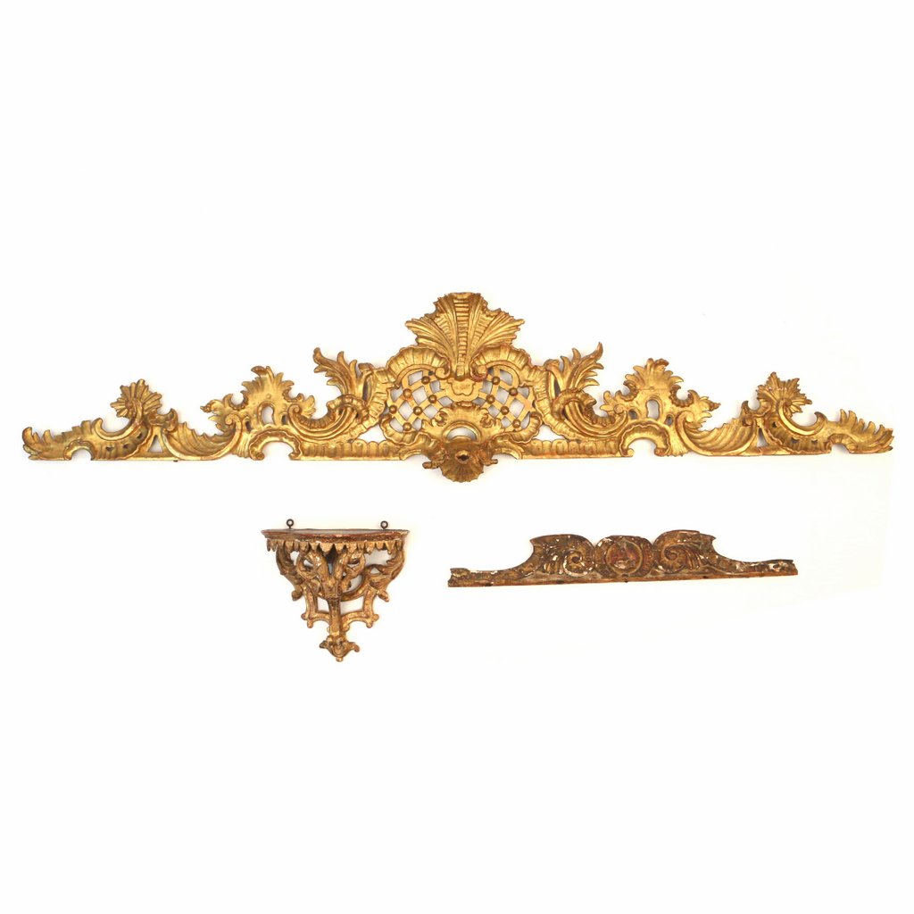 (3pc) ITALIAN GILT CARVED WALL APPLIQUÃ‰S (1 of 5)