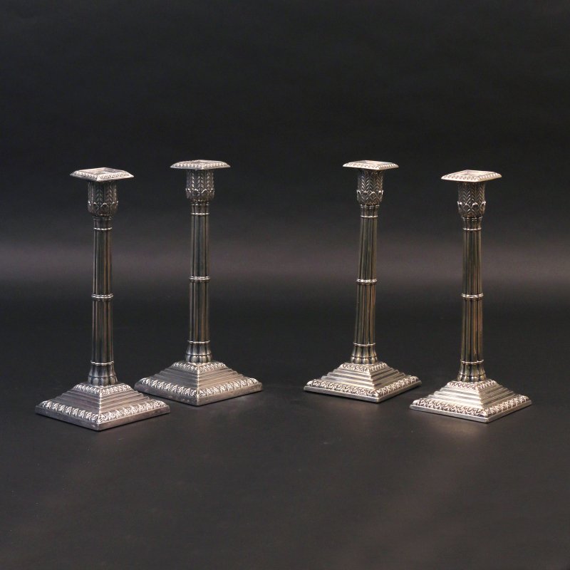 (4pc) SIMILAR SILVER-PLATED CANDLESTICKS (1 of 1)