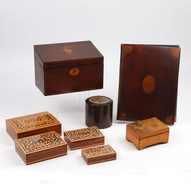 (8pc) VARIOUS INLAID WOODEN BOXES (1 of 6)