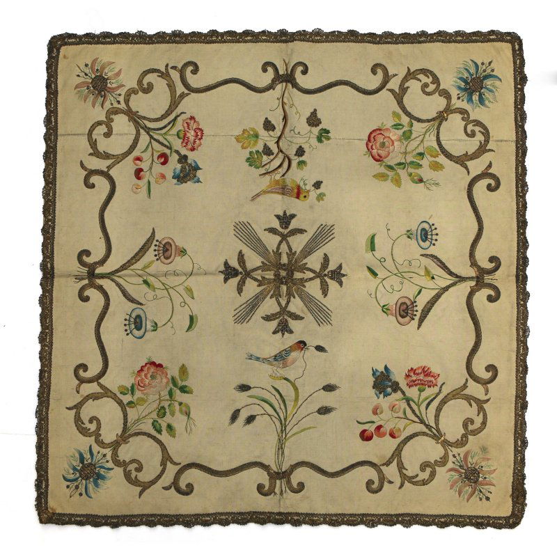 ANTIQUE CREWEL-WORK SQUARE PANEL (1 of 7)