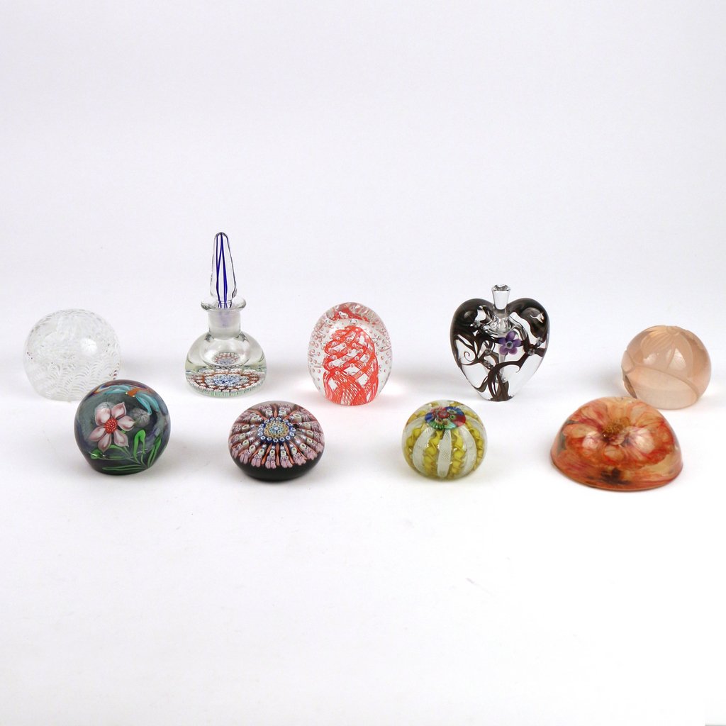 (9pc) PAPERWEIGHTS & PERFUME BOTTLES (1 of 6)