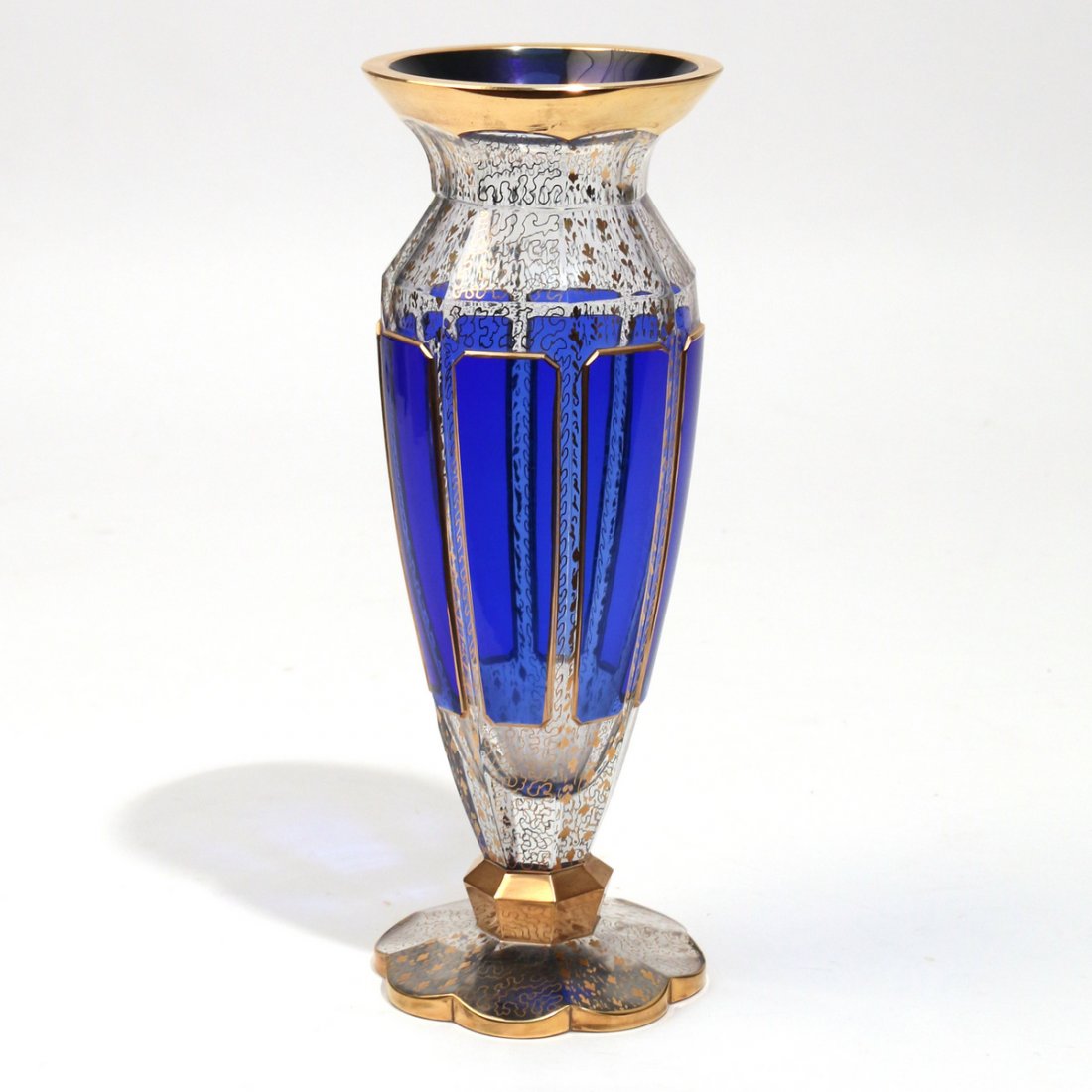 MOSER COBALT BLUE & GILT GLASS VASE (1 of 3)