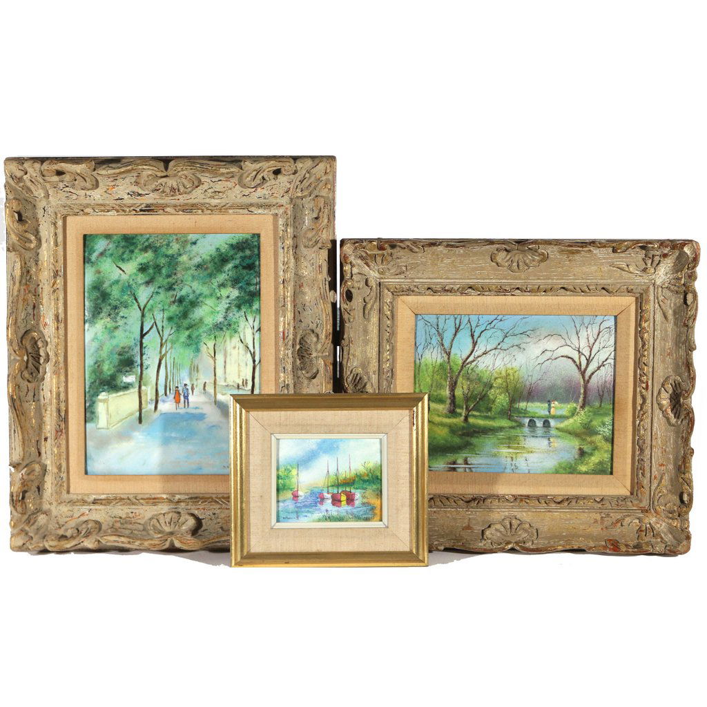 (3pc) ENAMELLED PAINTINGS ON COPPER (1 of 6)
