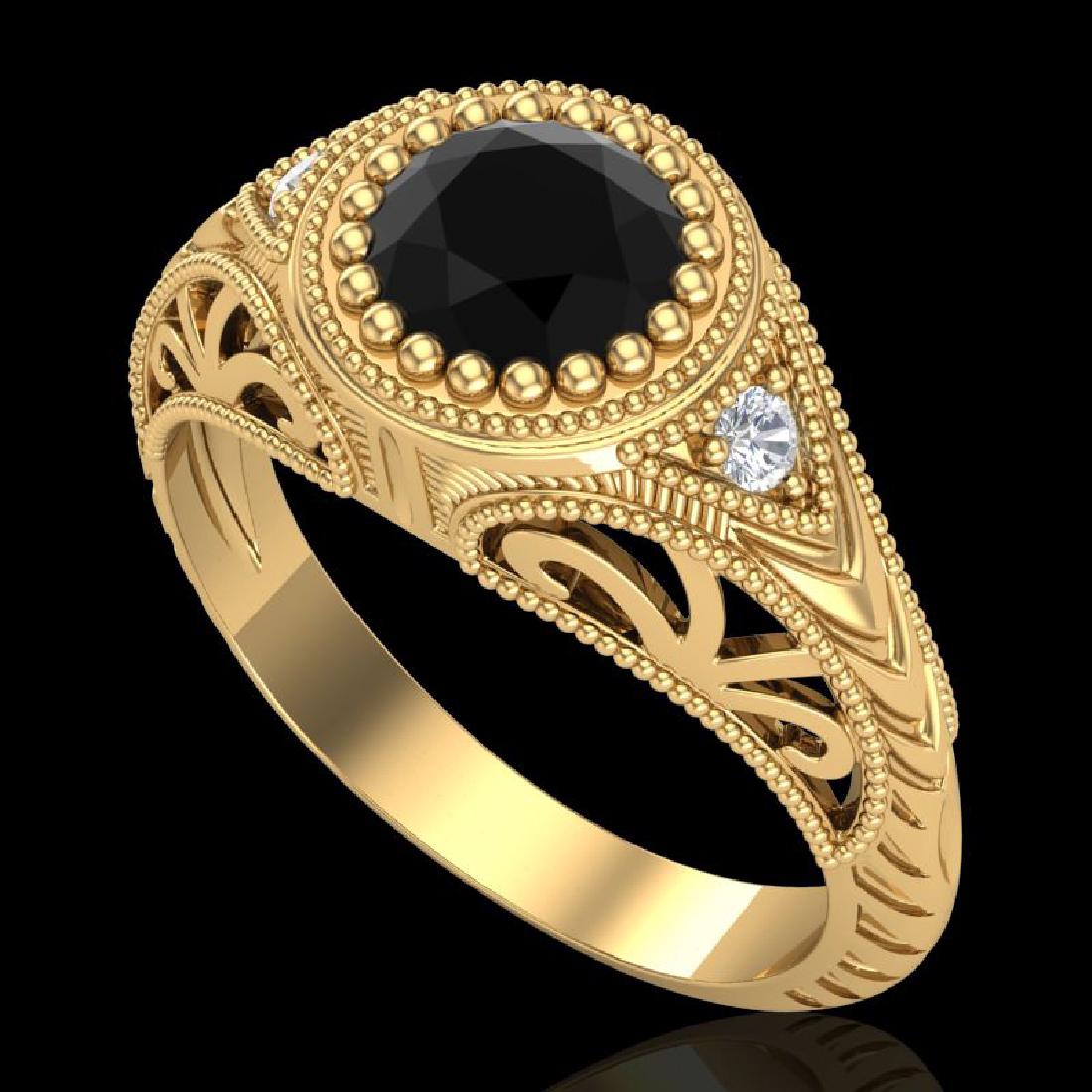 1.07 CTW Fancy Black Diamond Solitaire Engagment Art: 37473-REF-98M2R ---- 1.07 CTW Fancy Black Diamond Solitaire Engagment Art Deco Ring 18K Gold Manufacturer's Suggested Retail Price: $4850.00 GEMMARI Designer Brand Luxury Jewelry, made in the USA GEMM