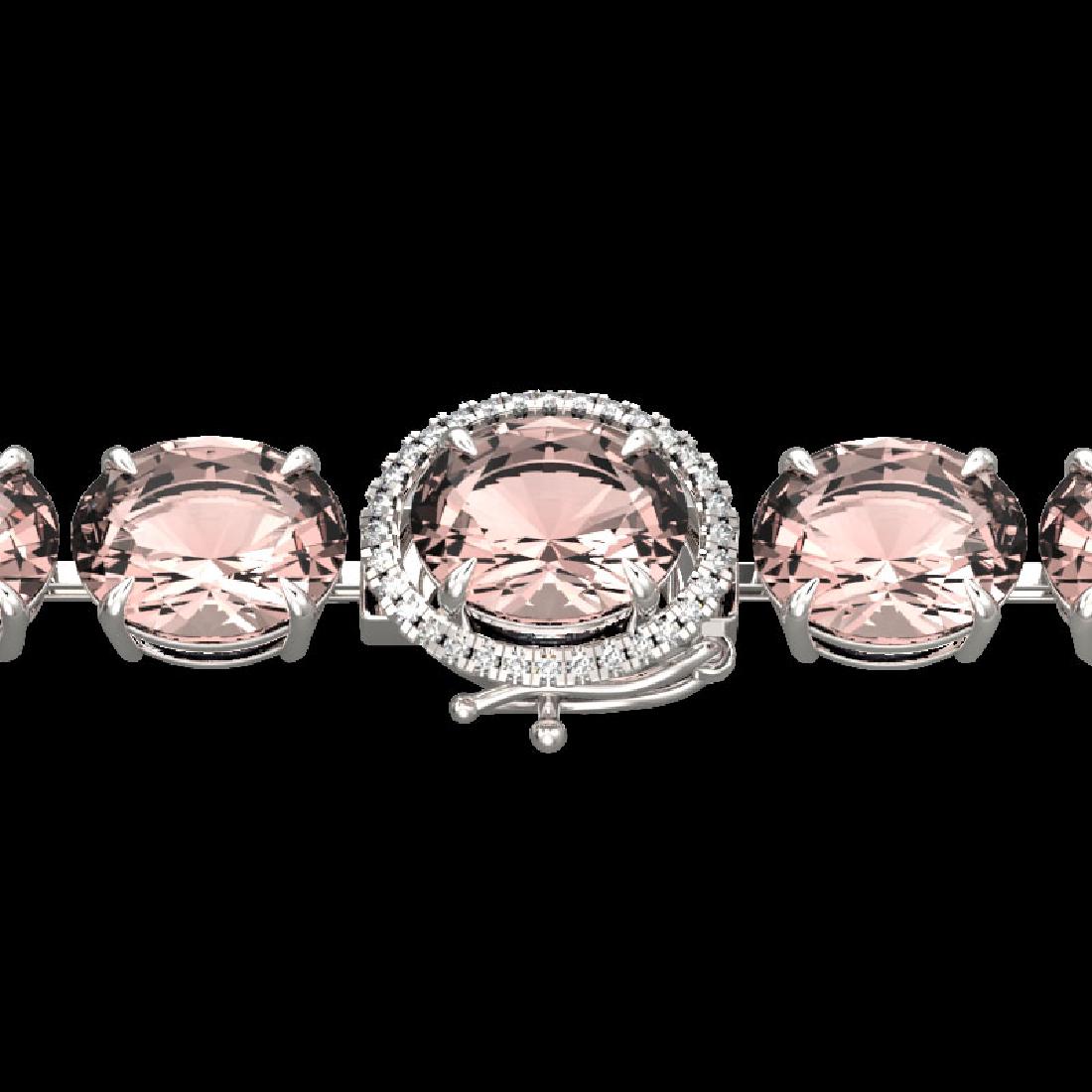 67 CTW Morganite & Micro Pave VS/SI Diamond Halo: 22269-REF-792M9R ---- 67 CTW Morganite & Micro Pave VS/SI Diamond Halo Bracelet 14K White Gold Manufacturer's Suggested Retail Price: $39250.00 GEMMARI Designer Brand Luxury Jewelry, made in the USA G