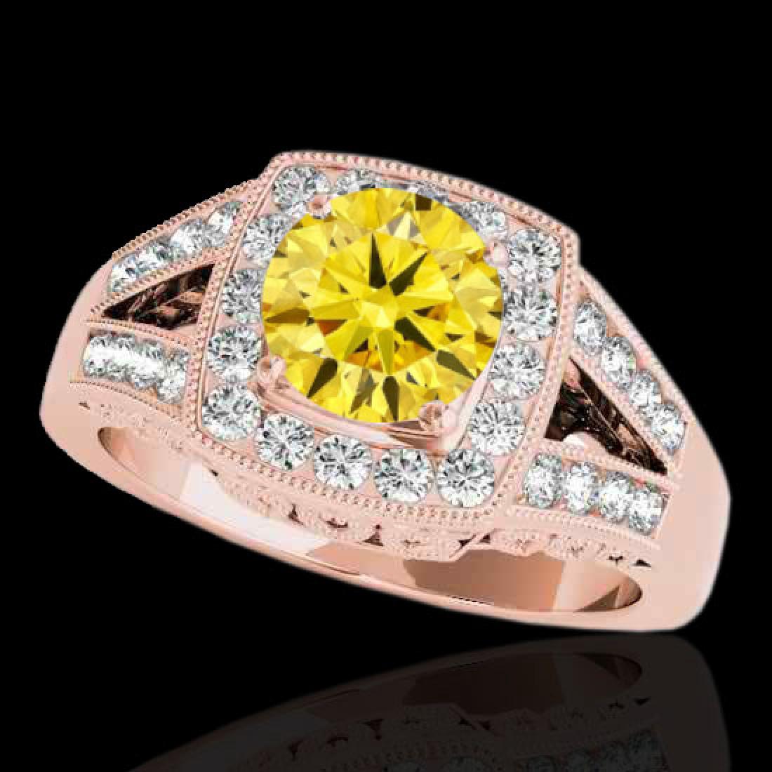 1.65 CTW Certified Si Fancy Intense Yellow Diamond: 34467-REF-233K4W ---- 1.65 CTW Certified Si Fancy Intense Yellow Diamond Solitaire Halo Ring Gold Manufacturer's Suggested Retail Price: $11550.00 GEMMARI Designer Brand Luxury Jewelry, made in the US