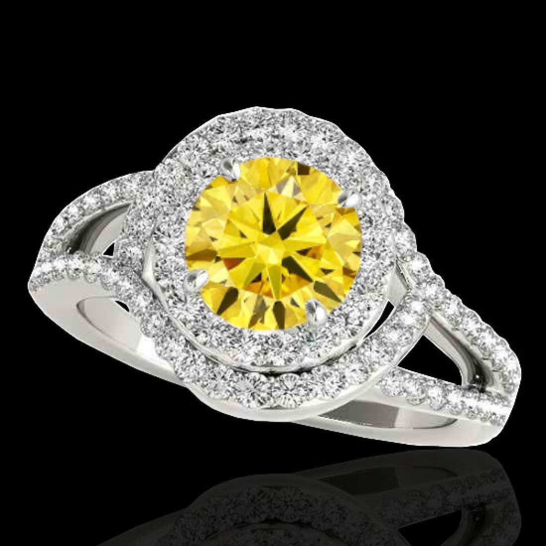 1.9 CTW Certified Si Fancy Intense Yellow Diamond: 34394-REF-209X3H ---- 1.9 CTW Certified Si Fancy Intense Yellow Diamond Solitaire Halo Ring Gold Manufacturer's Suggested Retail Price: $10350.00 GEMMARI Designer Brand Luxury Jewelry, made in the USA