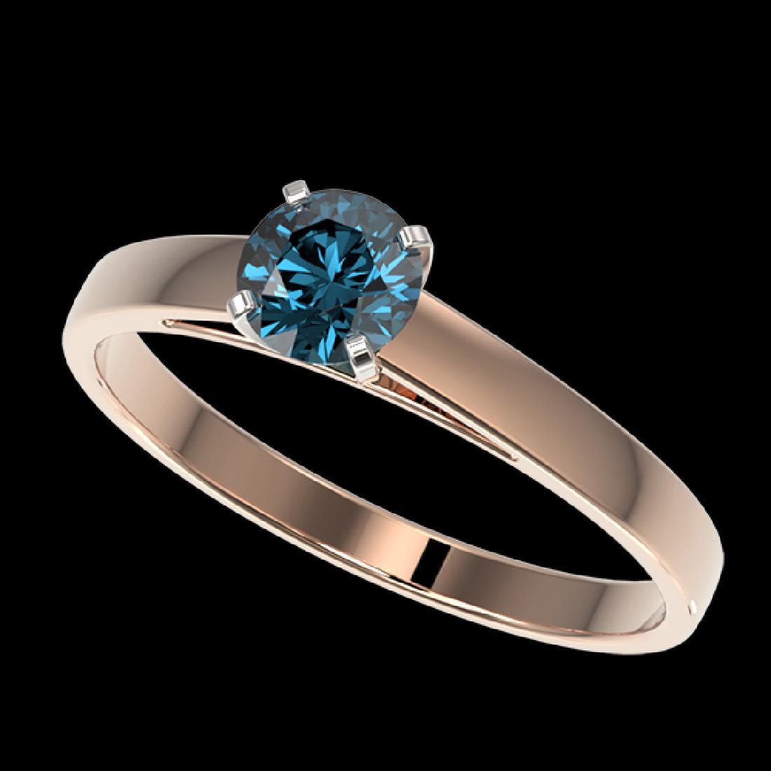 0.54 CTW Certified Intense Blue Si Diamond Solitaire: 36468 - REF-60K7R ---- 0.54 CTW Certified Intense Blue Si Diamond Solitaire Engagement Ring Gold ---- Luxury Designer Brand Ring Appraised at $3,650 Certificate Number US36468 10k Rose gold, Ring Size