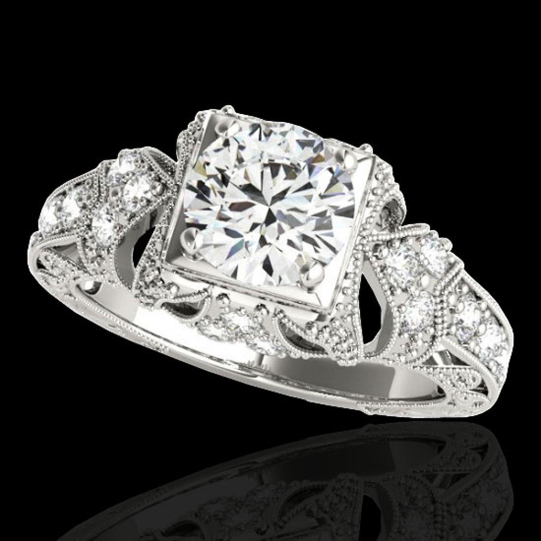 1.25 CTW H-SI/I Certified Diamond Solitaire Antique: 34666 - REF-172A7N ---- 1.25 CTW H-SI/I Certified Diamond Solitaire Antique Ring Gold ---- Luxury Designer Brand Ring Appraised at $10,450 Certificate Number US34666 10k White gold, Ring Size is 7, Ri