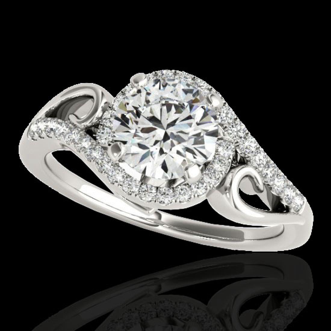 1.25 CTW H-SI/I Certified Diamond Solitaire Halo Ring: 34168 - REF-155W5H ---- 1.25 CTW H-SI/I Certified Diamond Solitaire Halo Ring Two Tone Gold ---- Luxury Designer Brand Ring Appraised at $8,550 Certificate Number US34168 10k White gold, Ring Size is 