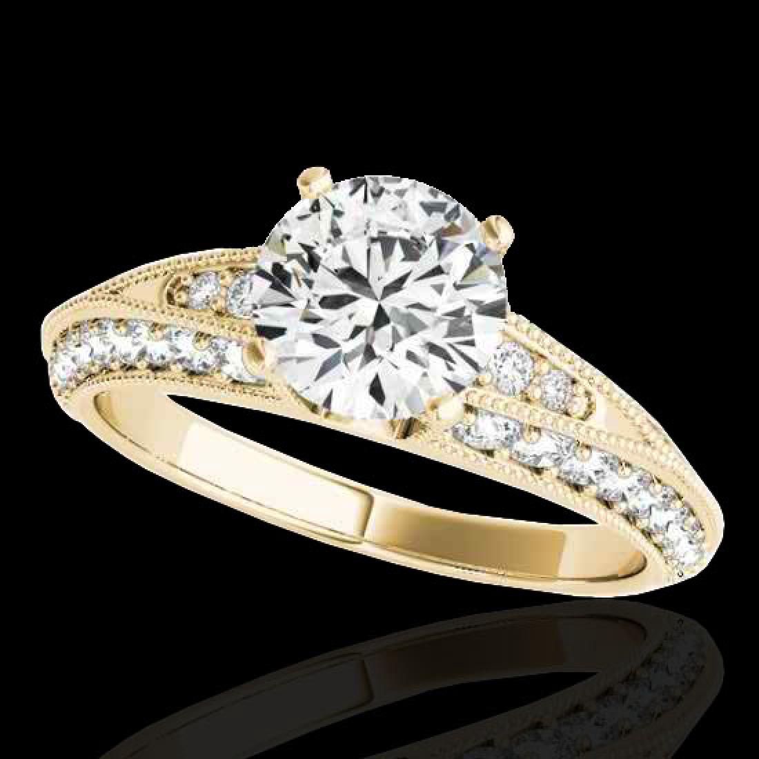 1.58 CTW H-SI/I Certified Diamond Solitaire Antique: 34623 - REF-172R7K ---- 1.58 CTW H-SI/I Certified Diamond Solitaire Antique Ring Gold ---- Luxury Designer Brand Ring Appraised at $10,450 Certificate Number US34623 10k Yellow gold, Ring Size is 7, R