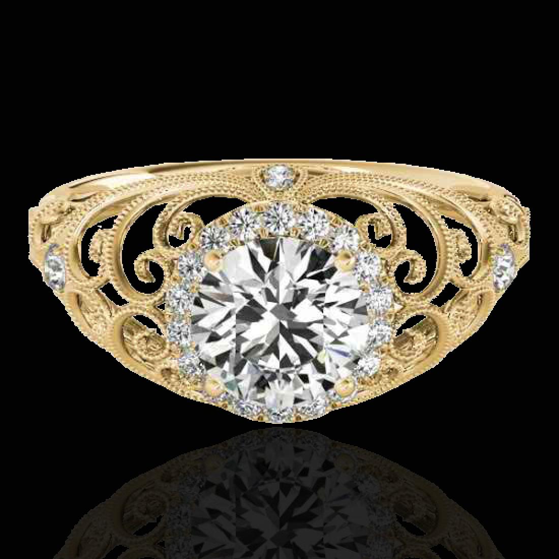 1.22 CTW H-SI/I Certified Diamond Solitaire Halo Ring: 33780 - REF-170W9H ---- 1.22 CTW H-SI/I Certified Diamond Solitaire Halo Ring Gold ---- Luxury Designer Brand Ring Appraised at $10,350 Certificate Number US33780 10k Yellow gold, Ring Size is 7, Ring