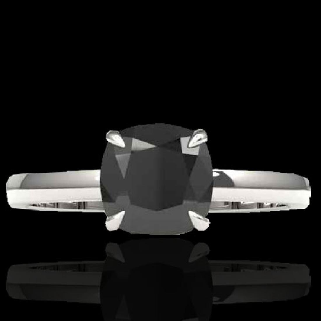3 CTW Cushion Cut Black VS/SI Diamond Solitaire Ring: 22135 - REF-86K4R ---- 3 CTW Cushion Cut Black VS/SI Diamond Solitaire Ring 18K Gold ---- Luxury Designer Brand Ring Appraised at $5,250 Certificate Number US22135 18k White gold, Ring Size is 7, Ring