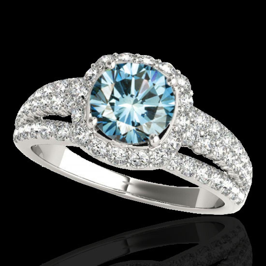 2.25 CTW Si Certified Fancy Blue Diamond Solitaire Halo: 34012 - REF-254X5Y ---- 2.25 CTW Si Certified Fancy Blue Diamond Solitaire Halo Ring Gold ---- Luxury Designer Brand Ring Appraised at $16,800 Certificate Number US34012 10k White gold, Ring Size is 7