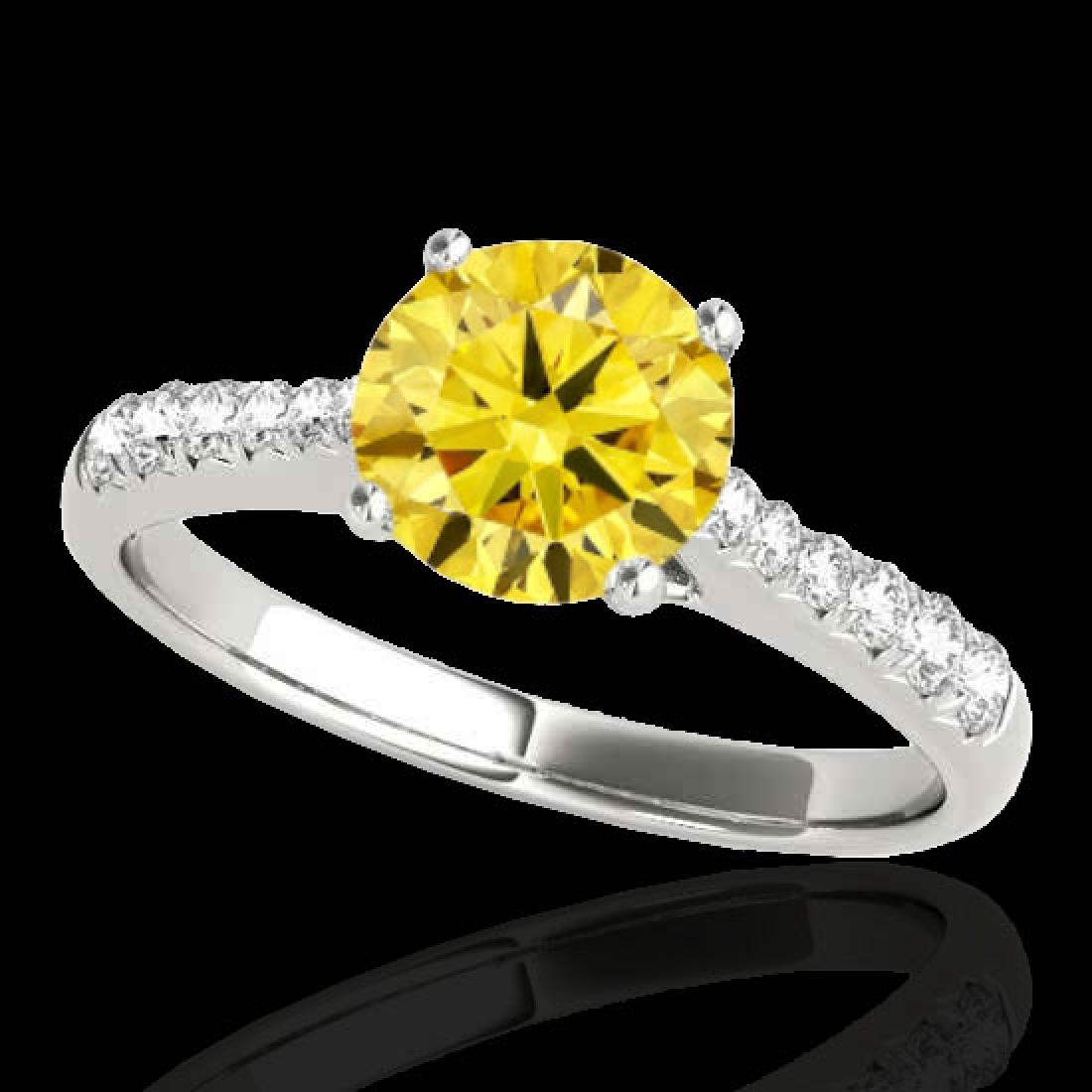 1.25 CTW Certified Si Fancy Intense Yellow Diamond: 34826 - REF-156X4Y ---- 1.25 CTW Certified Si Fancy Intense Yellow Diamond Solitaire Ring Gold ---- Luxury Designer Brand Ring Appraised at $10,300 Certificate Number US34826 10k White gold, Ring Size