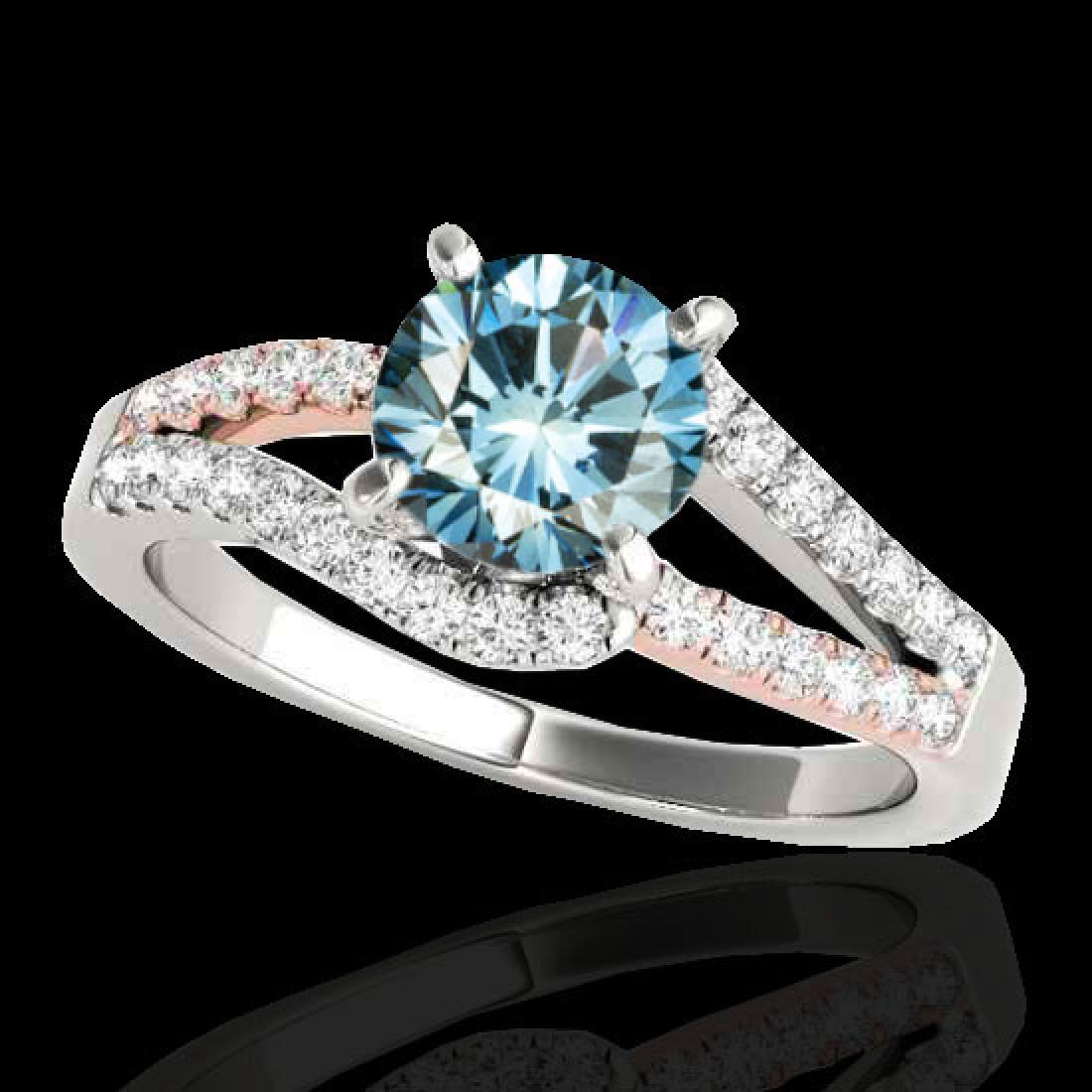 1.4 CTW Si Certified Fancy Blue Diamond Solitaire Ring: 35299 - REF-176R4K ---- 1.4 CTW Si Certified Fancy Blue Diamond Solitaire Ring Two Tone Gold ---- Luxury Designer Brand Ring Appraised at $10,650 Certificate Number US35299 10k White & Rose gold, Ring