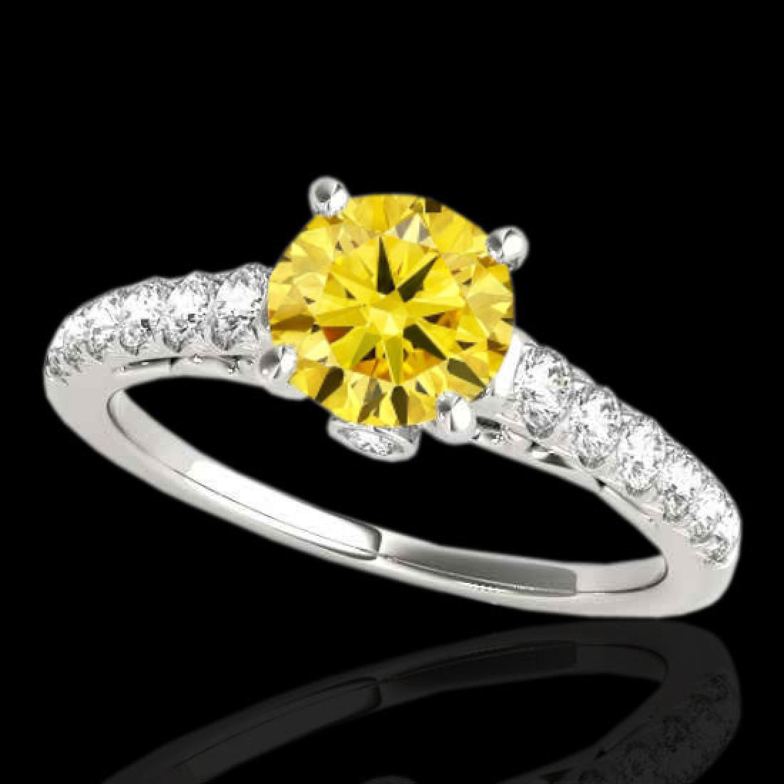 1.75 CTW Certified Si Fancy Intense Yellow Diamond: 34995 - REF-214M5F ---- 1.75 CTW Certified Si Fancy Intense Yellow Diamond Solitaire Ring Gold ---- Luxury Designer Brand Ring Appraised at $14,150 Certificate Number US34995 10k White gold, Ring Size