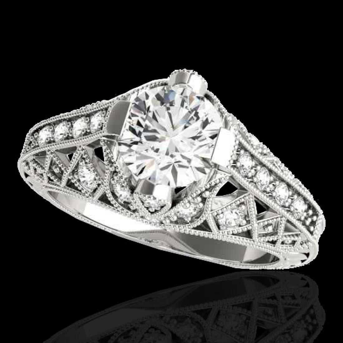 1.25 CTW H-SI/I Certified Diamond Solitaire Antique: 34684 - REF-167M3F ---- 1.25 CTW H-SI/I Certified Diamond Solitaire Antique Ring Gold ---- Luxury Designer Brand Ring Appraised at $9,200 Certificate Number US34684 10k White gold, Ring Size is 7, Rin