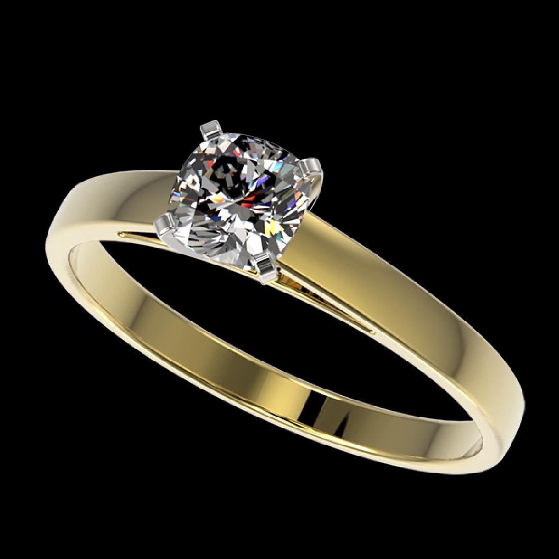 0.50 CTW Certified VS/SI Quality Cushion Cut Diamond: 32970 - REF-77W6H ---- 0.50 CTW Certified VS/SI Quality Cushion Cut Diamond Solitaire Ring Gold ---- Luxury Designer Brand Ring Appraised at $3,400 Certificate Number US32970 10k Yellow gold, Ring Siz