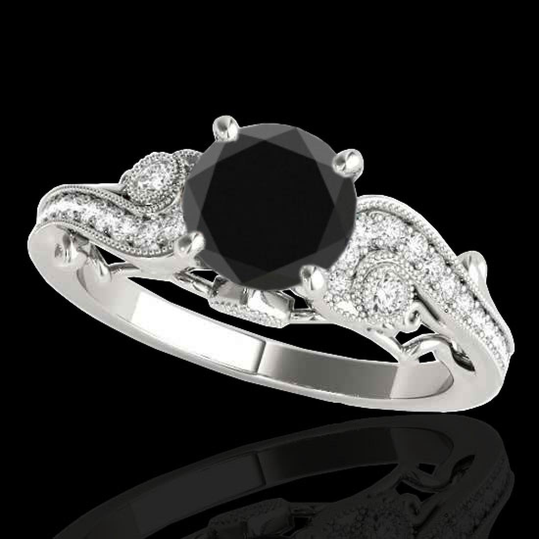 1.25 CTW Certified VS Black Diamond Solitaire Antique: 34795 - REF-54X9Y ---- 1.25 CTW Certified VS Black Diamond Solitaire Antique Ring Gold ---- Luxury Designer Brand Ring Appraised at $3,300 Certificate Number US34795 10k White gold, Ring Size is 7, Ri