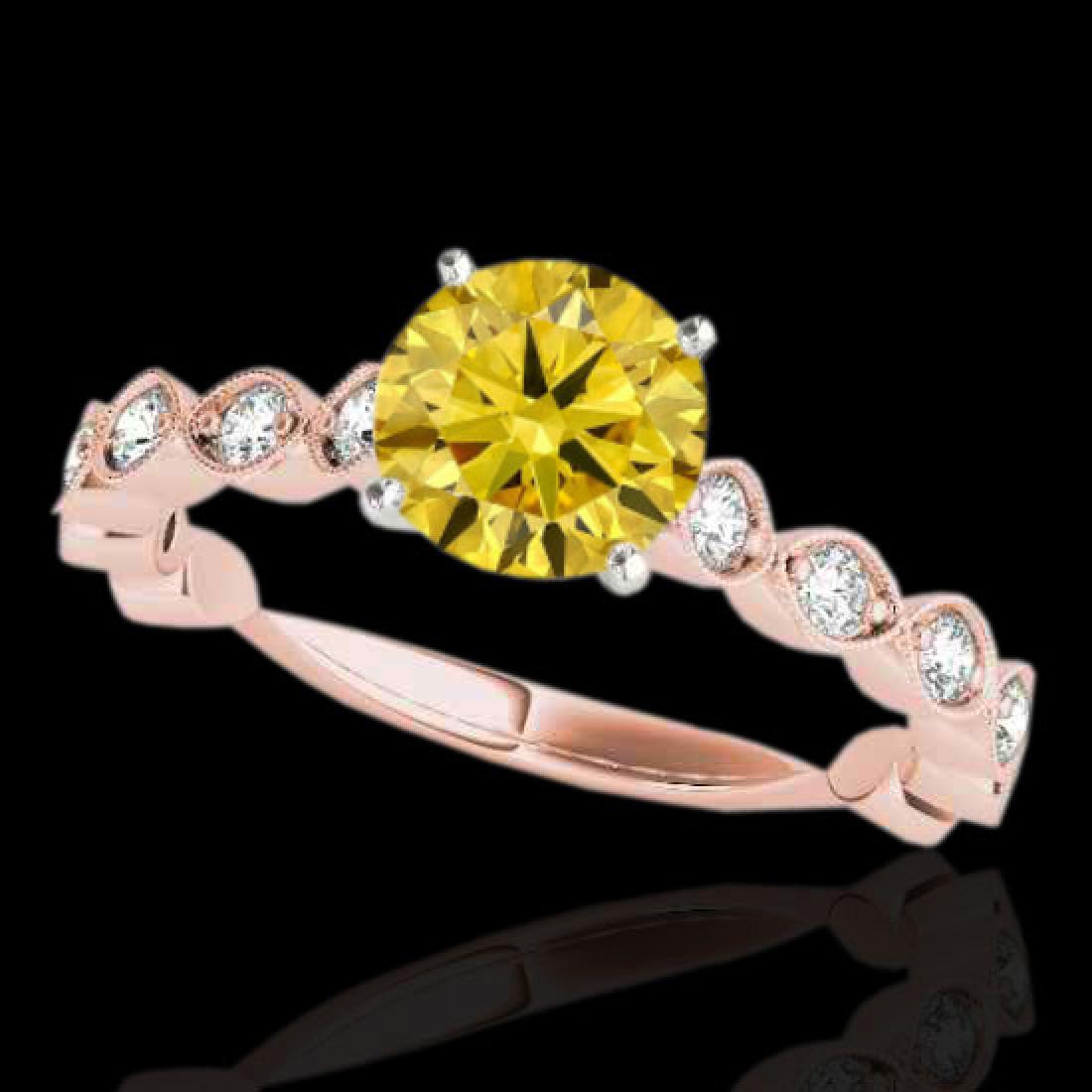 1.75 CTW Certified Si Fancy Intense Yellow Diamond: 34897 - REF-200M2F ---- 1.75 CTW Certified Si Fancy Intense Yellow Diamond Solitaire Ring Gold ---- Luxury Designer Brand Ring Appraised at $13,200 Certificate Number US34897 10k Rose gold, Ring Size 