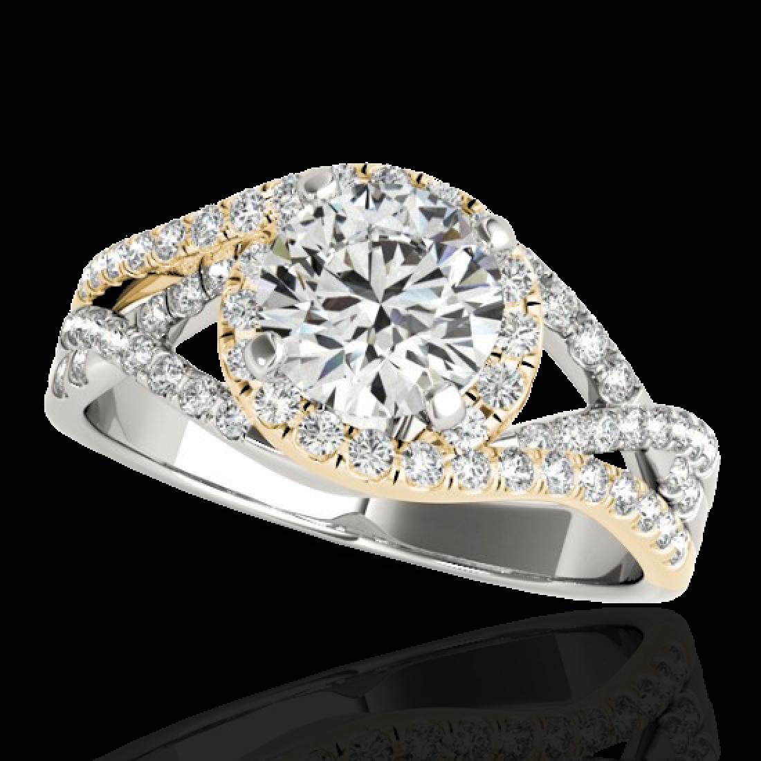 1.5 CTW H-SI/I Certified Diamond Solitaire Halo Ring: 33834 - REF-178R2K ---- 1.5 CTW H-SI/I Certified Diamond Solitaire Halo Ring Two Tone Gold ---- Luxury Designer Brand Ring Appraised at $10,800 Certificate Number US33834 10k White & Yellow gold, Ring