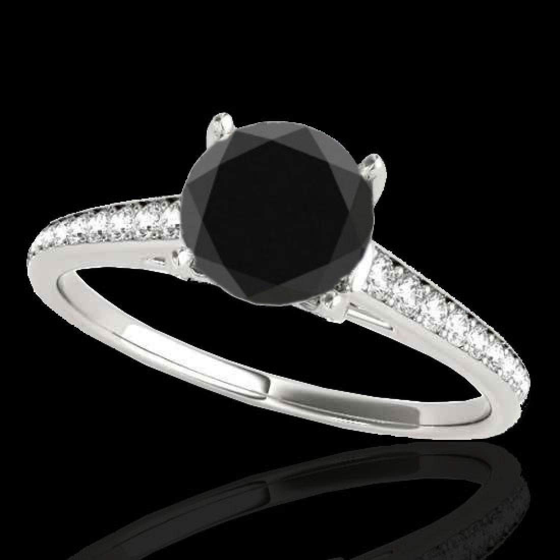 1.5 CTW Certified VS Black Diamond Solitaire Ring Gold: 34847 - REF-67H8W ---- 1.5 CTW Certified VS Black Diamond Solitaire Ring Gold ---- Luxury Designer Brand Ring Appraised at $4,100 Certificate Number US34847 10k White gold, Ring Size is 7, Ring measur