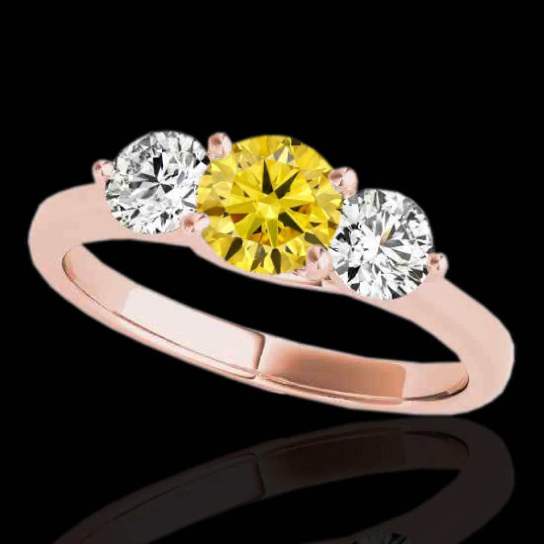3 CTW Certified Si Fancy Intense Yellow Diamond 3 Stone: 35402 - REF-356X4Y ---- 3 CTW Certified Si Fancy Intense Yellow Diamond 3 Stone Solitaire Ring Gold ---- Luxury Designer Brand Ring Appraised at $21,550 Certificate Number US35402 10k Rose gold, Ring 