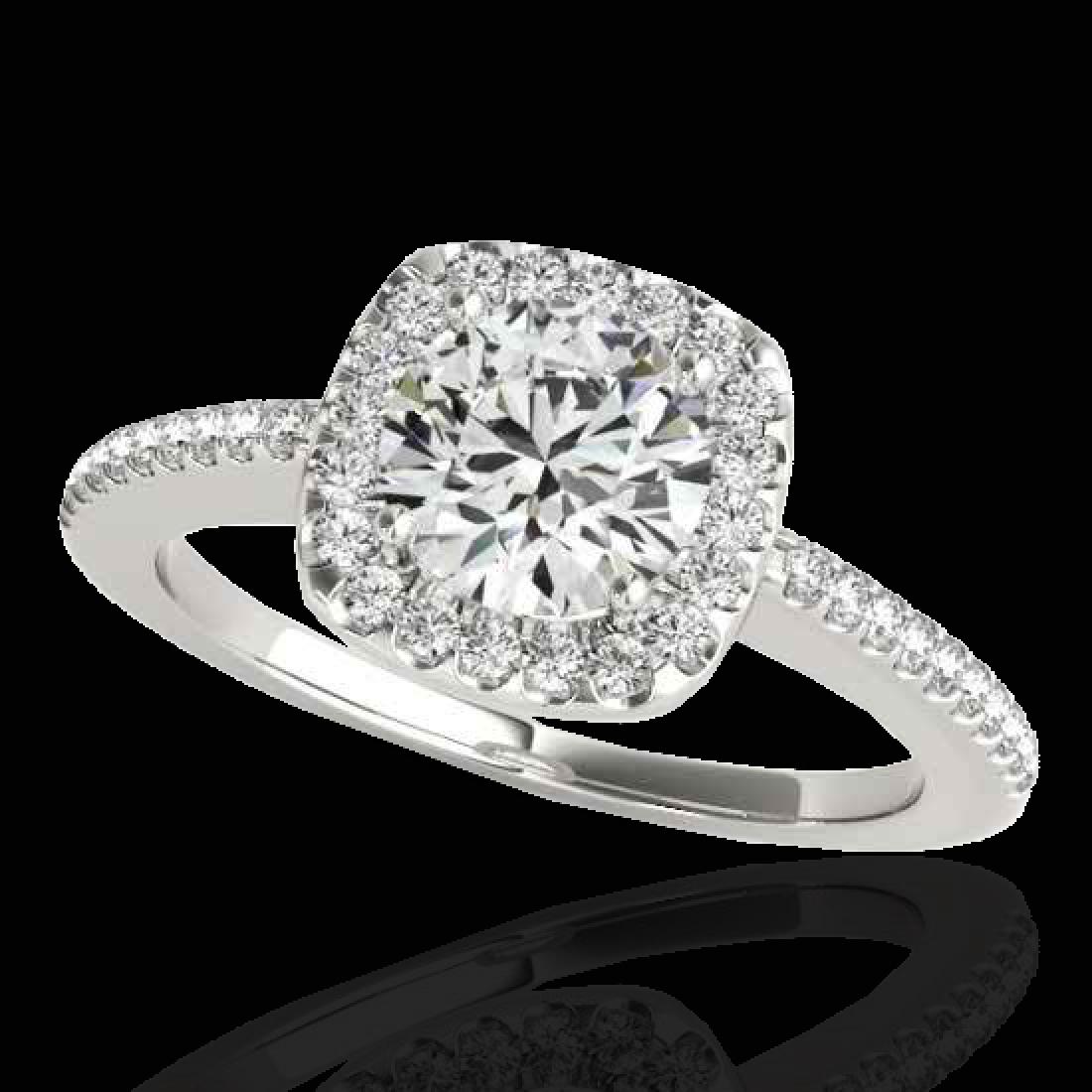 1.25 CTW H-SI/I Certified Diamond Solitaire Halo Ring: 33823 - REF-161W8H ---- 1.25 CTW H-SI/I Certified Diamond Solitaire Halo Ring Gold ---- Luxury Designer Brand Ring Appraised at $8,900 Certificate Number US33823 10k White gold, Ring Size is 7, Ring m