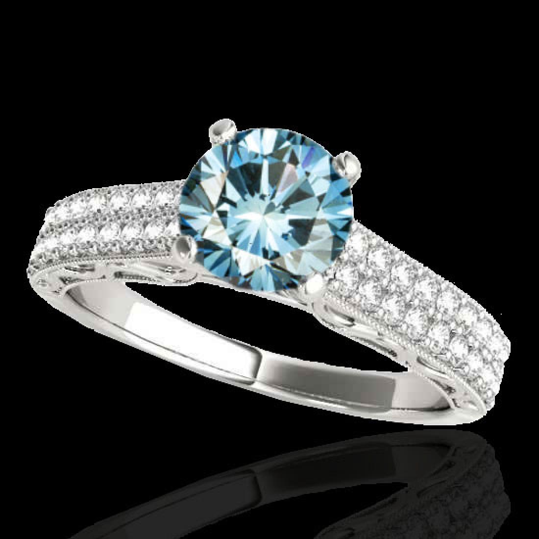 1.41 CTW Si Certified Blue Diamond Solitaire Antique: 34698 - REF-176N4A ---- 1.41 CTW Si Certified Blue Diamond Solitaire Antique Ring Gold ---- Luxury Designer Brand Ring Appraised at $10,650 Certificate Number US34698 10k White gold, Ring Size is 7, R