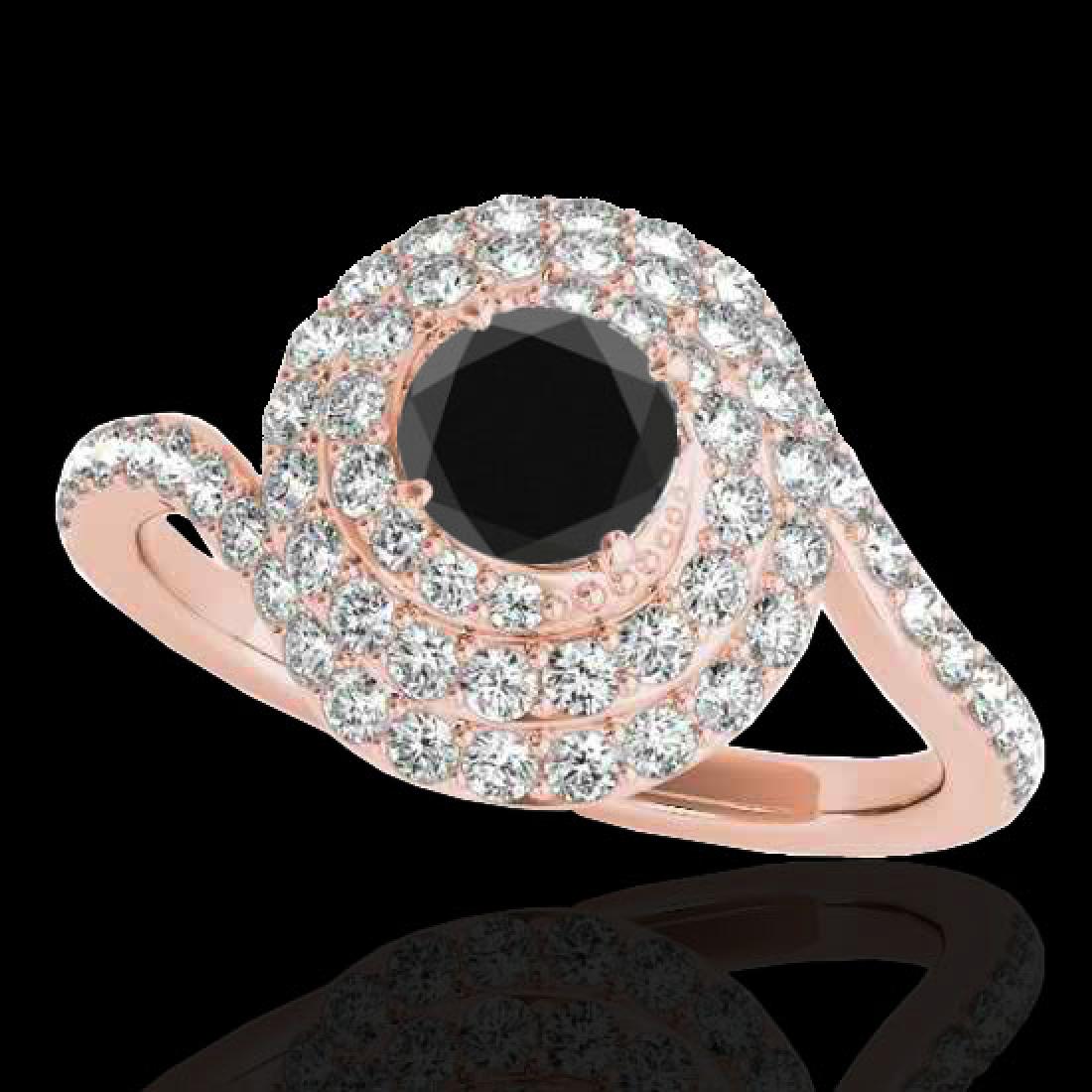 1.86 CTW Certified VS Black Diamond Solitaire Halo Ring: 34508 - REF-89F3M ---- 1.86 CTW Certified VS Black Diamond Solitaire Halo Ring Gold ---- Luxury Designer Brand Ring Appraised at $5,900 Certificate Number US34508 10k Rose gold, Ring Size is 7, Ring m