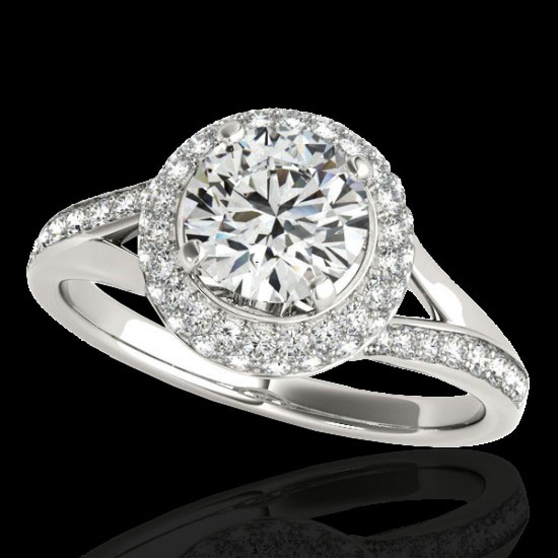 1.6 CTW H-SI/I Certified Diamond Solitaire Halo Ring: 34114 - REF-178N2A ---- 1.6 CTW H-SI/I Certified Diamond Solitaire Halo Ring Gold ---- Luxury Designer Brand Ring Appraised at $10,800 Certificate Number US34114 10k White gold, Ring Size is 7, Ring m