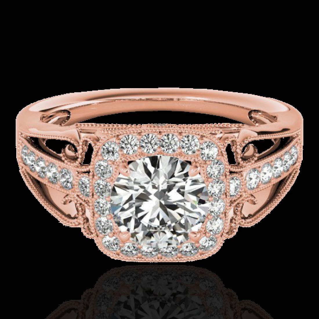 1.3 CTW H-SI/I Certified Diamond Solitaire Halo Ring: 33770 - REF-165Y6X ---- 1.3 CTW H-SI/I Certified Diamond Solitaire Halo Ring Gold ---- Luxury Designer Brand Ring Appraised at $9,100 Certificate Number US33770 10k Rose gold, Ring Size is 7, Ring mea