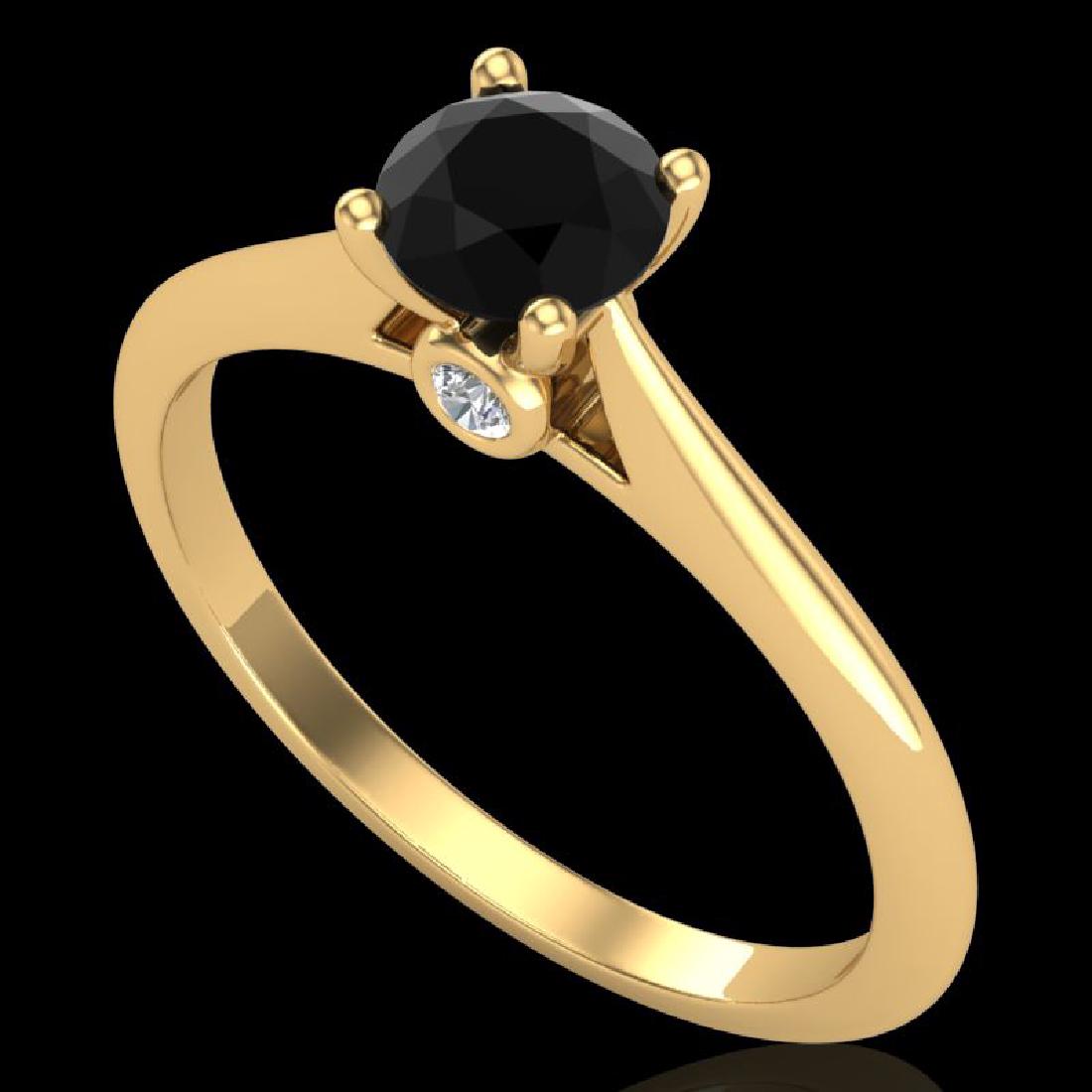0.56 CTW Fancy Black Diamond Solitaire Engagement Art: 38187 - REF-52K7R ---- 0.56 CTW Fancy Black Diamond Solitaire Engagement Art Deco Ring 18K Gold ---- Luxury Designer Brand Ring Appraised at $3,200 Certificate Number US38187 18k Yellow gold, Ring Siz