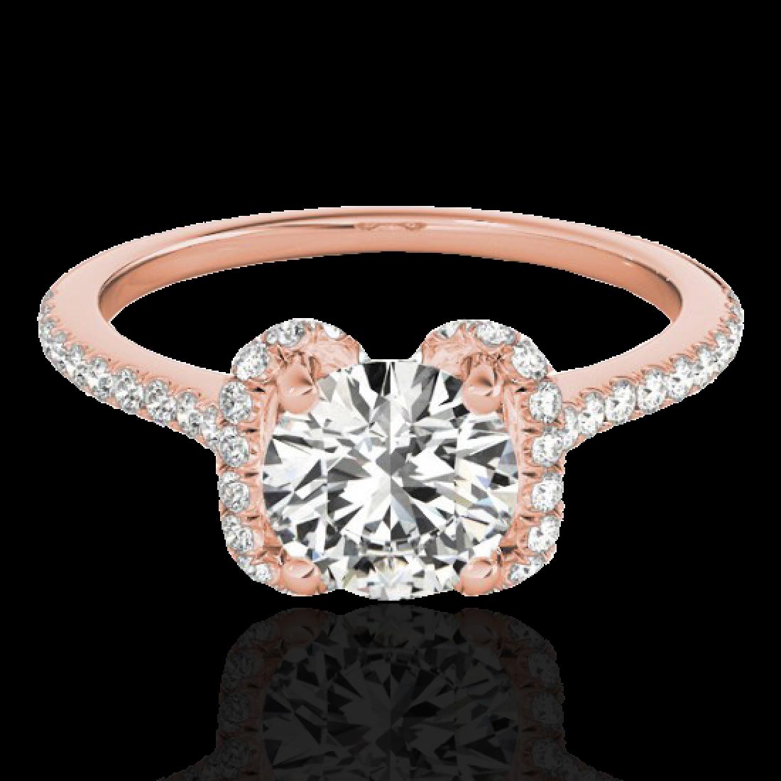 1.33 CTW H-SI/I Certified Diamond Solitaire Halo Ring: 33290 - REF-163N5A ---- 1.33 CTW H-SI/I Certified Diamond Solitaire Halo Ring Gold ---- Luxury Designer Brand Ring Appraised at $9,000 Certificate Number US33290 10k Rose gold, Ring Size is 7, Ring me