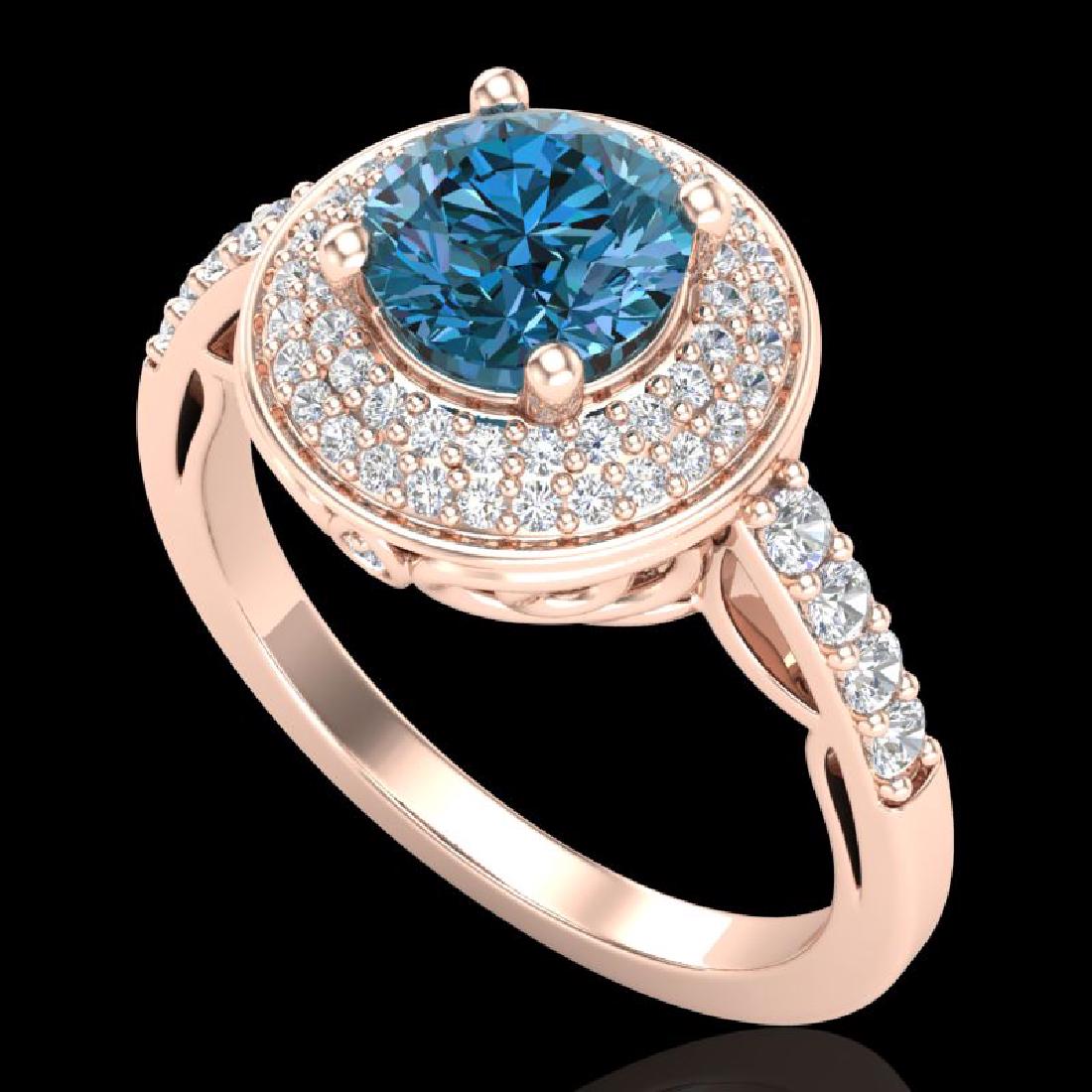 1.7 CTW Intense Blue Diamond Solitaire Engagement Art: 38126 - REF-254W5H ---- 1.7 CTW Intense Blue Diamond Solitaire Engagement Art Deco Ring 18K Gold ---- Luxury Designer Brand Ring Appraised at $16,800 Certificate Number US38126 18k Rose gold, Ring Siz