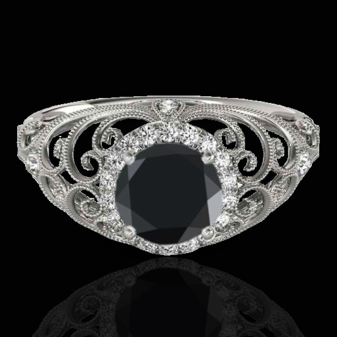 1.22 CTW Certified VS Black Diamond Solitaire Halo Ring: 33781 - REF-63W5H ---- 1.22 CTW Certified VS Black Diamond Solitaire Halo Ring Gold ---- Luxury Designer Brand Ring Appraised at $3,850 Certificate Number US33781 10k White gold, Ring Size is 7, Ring 