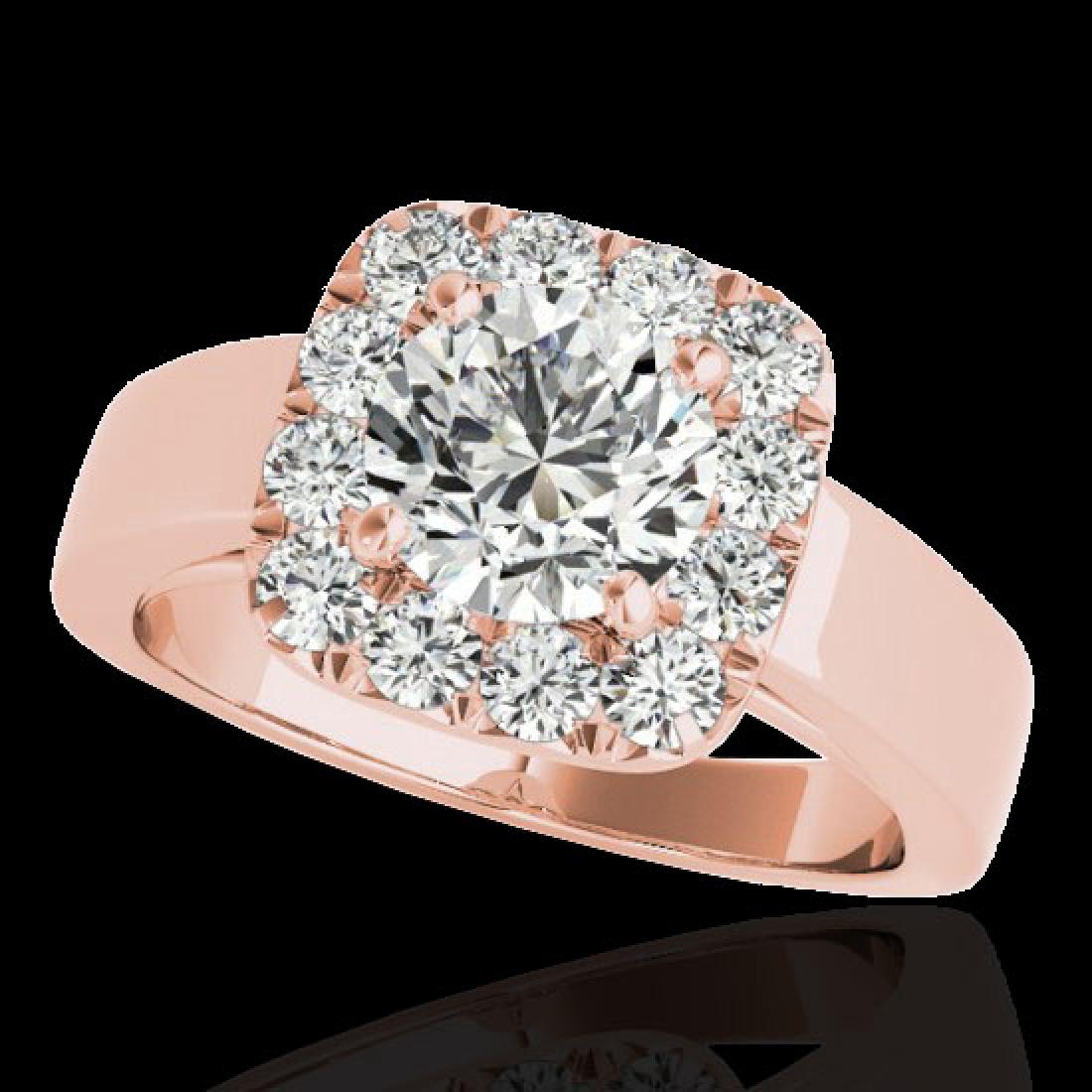 1.55 CTW H-SI/I Certified Diamond Solitaire Halo Ring: 34239 - REF-174R5K ---- 1.55 CTW H-SI/I Certified Diamond Solitaire Halo Ring Gold ---- Luxury Designer Brand Ring Appraised at $10,550 Certificate Number US34239 10k Rose gold, Ring Size is 7, Ring m