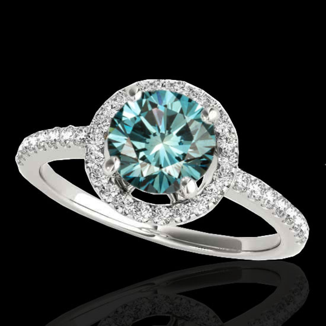 1.4 CTW Si Certified Fancy Blue Diamond Solitaire Halo: 34101 - REF-172R7K ---- 1.4 CTW Si Certified Fancy Blue Diamond Solitaire Halo Ring Gold ---- Luxury Designer Brand Ring Appraised at $10,450 Certificate Number US34101 10k White gold, Ring Size is 7,