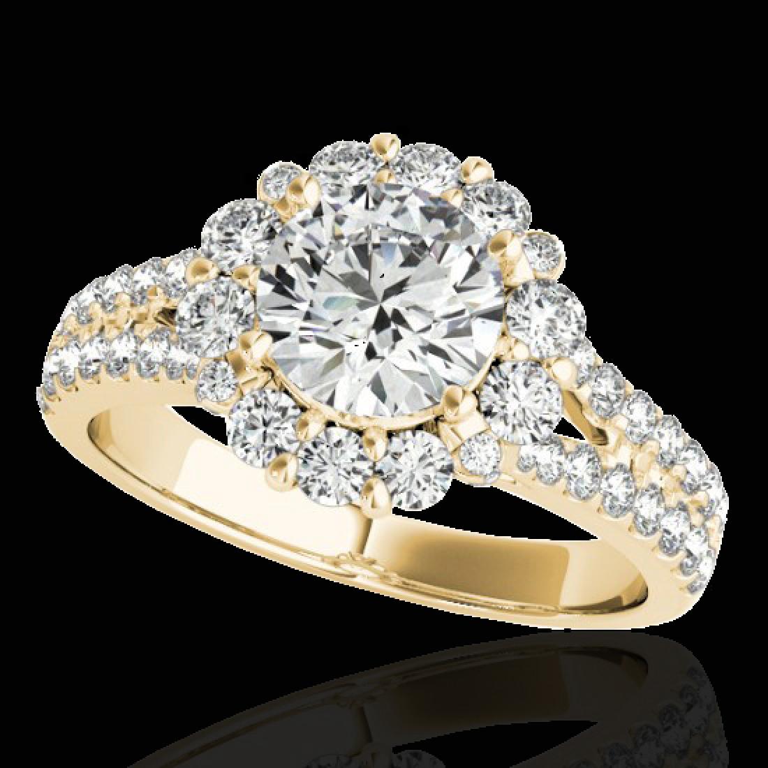 2.01 CTW H-SI/I Certified Diamond Solitaire Halo Ring: 33933 - REF-209F3M ---- 2.01 CTW H-SI/I Certified Diamond Solitaire Halo Ring Gold ---- Luxury Designer Brand Ring Appraised at $11,500 Certificate Number US33933 10k Yellow gold, Ring Size is 7, Ring