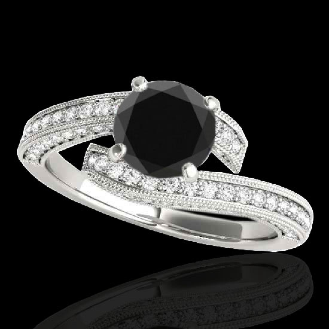 1.75 CTW Certified VS Black Diamond Bypass Solitaire: 35130 - REF-89H3W ---- 1.75 CTW Certified VS Black Diamond Bypass Solitaire Ring Gold ---- Luxury Designer Brand Ring Appraised at $5,400 Certificate Number US35130 10k White gold, Ring Size is 7, Rin